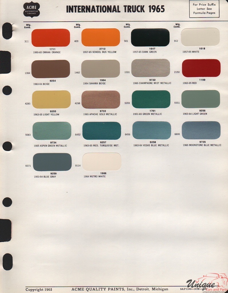 1965 International Paint Charts Acme 1